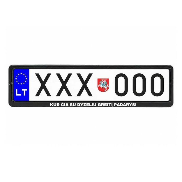 Automobilio numerių rėmelis su užrašu KUR ČIA SU DYZELIU GREITĮ PADARYSI