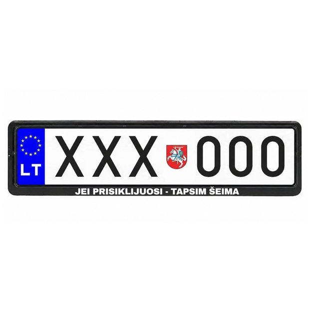 Automobilio numerių rėmelis su užrašu JEI PRISIKLIJUOSI - TAPSIM ŠEIMA